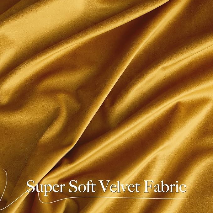 NICETOWN Mustard Gold Velvet Curtains 96 inch Long