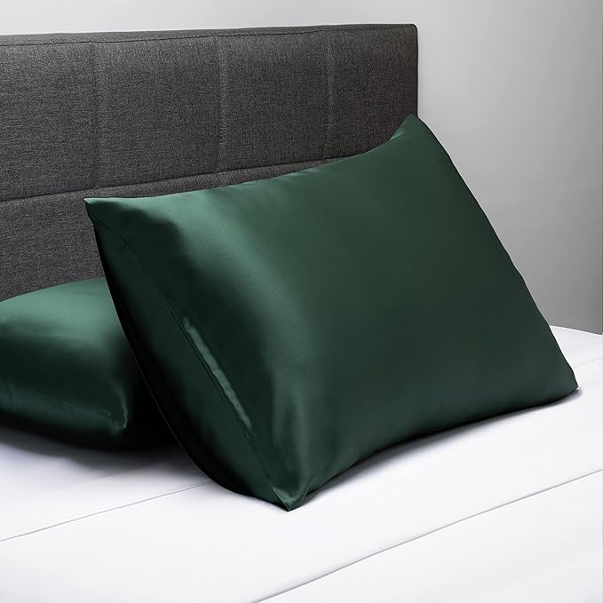 Fishers Finery 25mm 100% Pure Mulberry Silk Pillowcase (Dark Green Standard)