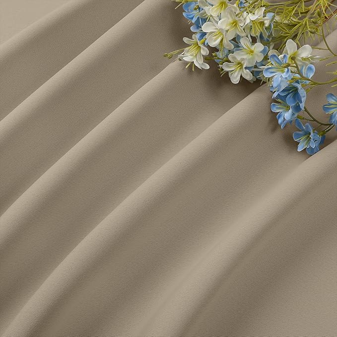 CUCRAF Light Beige Blackout Curtains 90 inch Length 2 Panels Set, Rod Pocket Room Darkening Drapes for Bedroom Living Room, Insulated Thermal Light Blocking Window Curtain (W52 x L90 Inch)