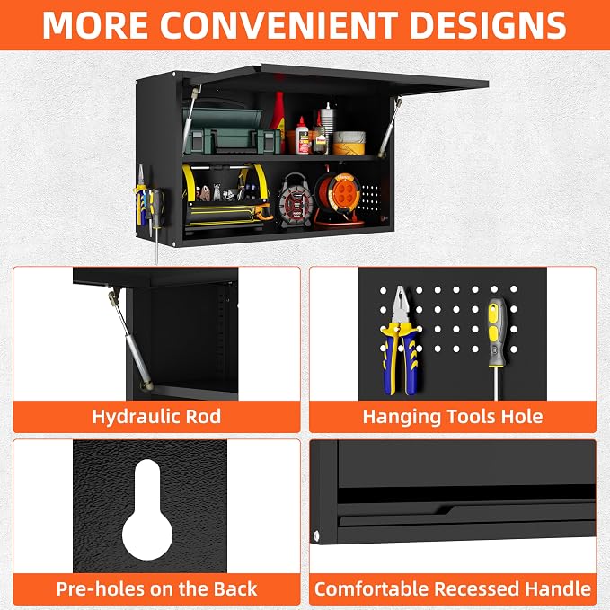 Garage Wall Cabinet, Floating Metal Wall Cabinet