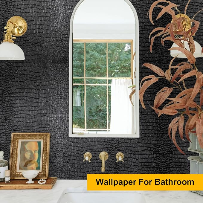 Fititem Black Peel and Stick Wallpaper 630inL 17.3inW Black Contact Paper