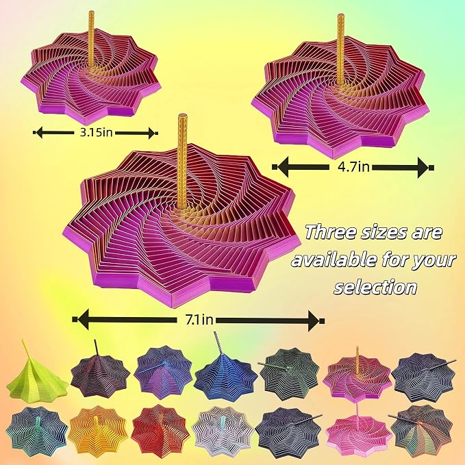 3D Printed Expanded Sensory Fidget Star - 2025 Sensory Fidget Star with Handle, Multi-Colored Whirling Spiral 3D Fidget Toy, Multiple Ways to Play for Adult Relieving Stress (Sliver,4.3in)