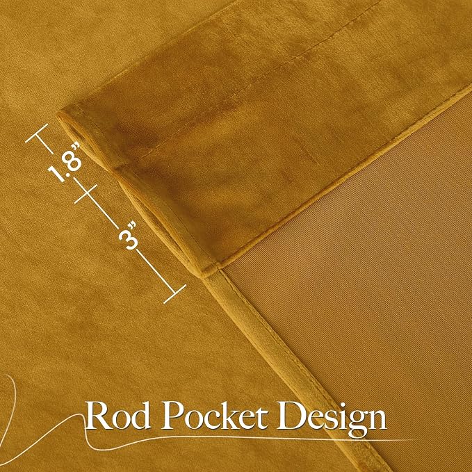 NICETOWN Mustard Gold Velvet Curtains 96 inch Long