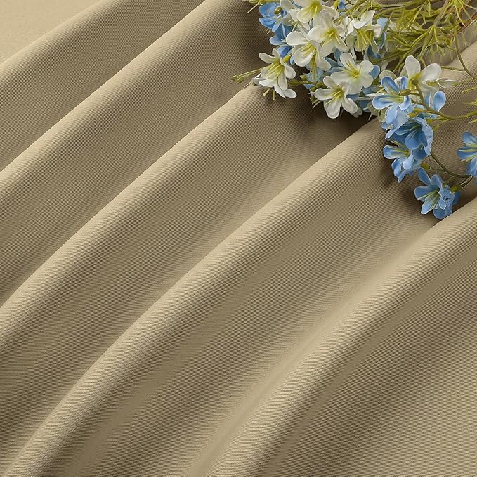CUCRAF Beige Blackout Curtains 96 inch Length 2 Panels Set, Rod Pocket Room Darkening Drapes for Bedroom Living Room, Insulated Thermal Light Blocking Window Curtain (W52 x L96 Inch)