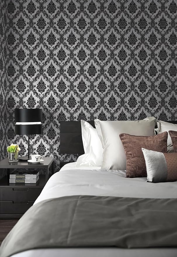 17.7" x118" Peel and Stick Wallpaper Black Wall Paper