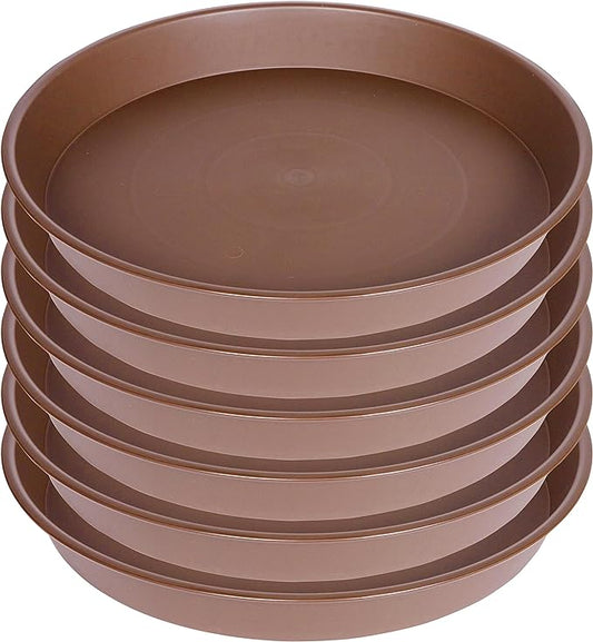 6 Pack of 8 inch Plant Saucer, Heavy Duty Plastic Plant Water Tray 8 inch Round, Pebble Tray, Flower Plant Saucers for Indoors No Holes, Plant Dishes Saucer for Planter 7"/8" (8", Chocolate)