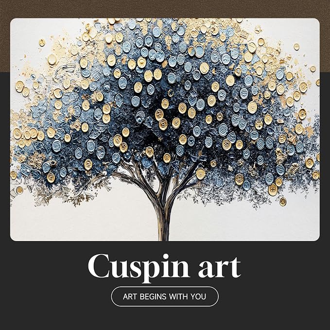 Framed Square Tree of Life Wall Art, Minimalist Elegant Luxury Abstract Tree