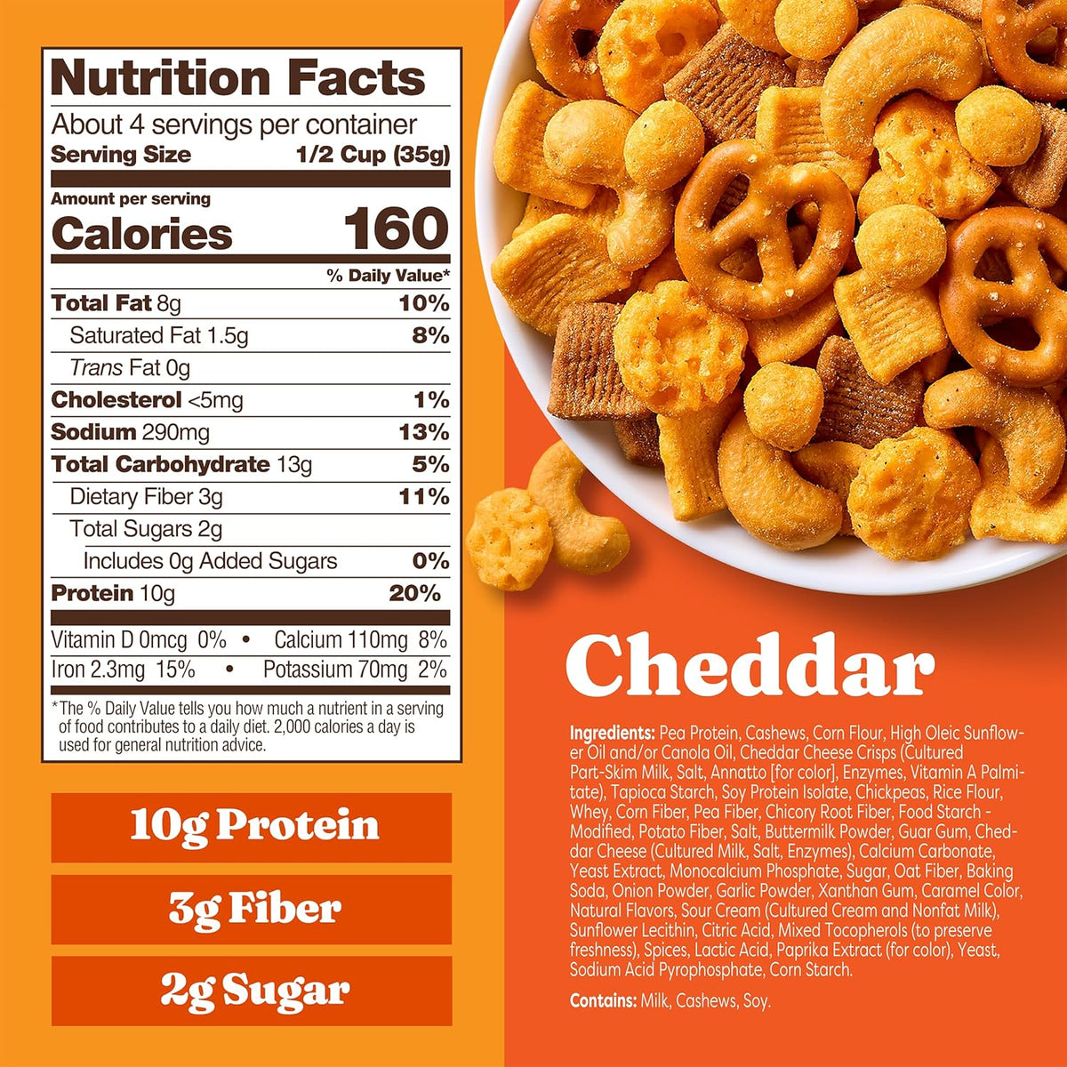 Catalina Crunch Protein Snack Mix with Cheese Crisps - 10g Protein, 2g Sugar per Serving - Good Source of Fiber, Gluten Free - Cheddar, 5.25 Ounce Bag (Pack of 1) - Packaging May Vary