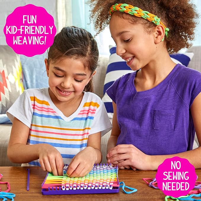 Made By Me Ultimate Weaving Loom, Includes 378 Craft Loops & 1 Weaving Loom with Tool, Makes 25 Projects, 9 Rainbow Colors of Weaving Loops, Hook & Loop Potholder Kit, DIY Weaving Kit