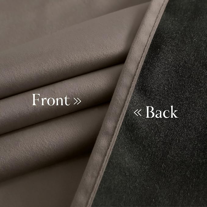 NICETOWN Taupe Velvet Curtains 108 inches Long