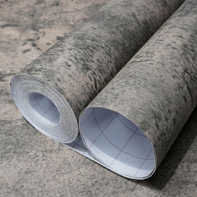Brown Gray Concrete Wallpaper 15.7in x 80in, Wall Paper Peel and Stick