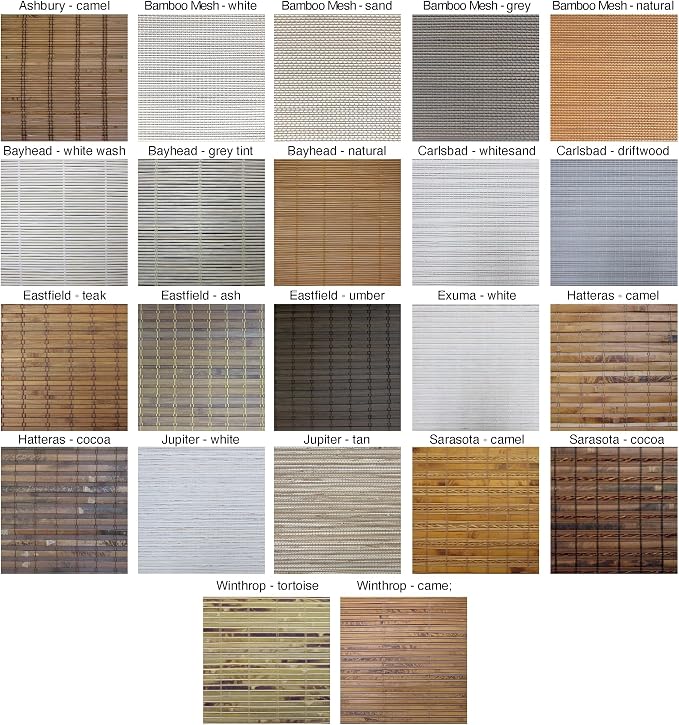 Cordless Woven Wood Roman Shades, 32W x 72H, Winthrop Camel, Sizes 20-72 Wide