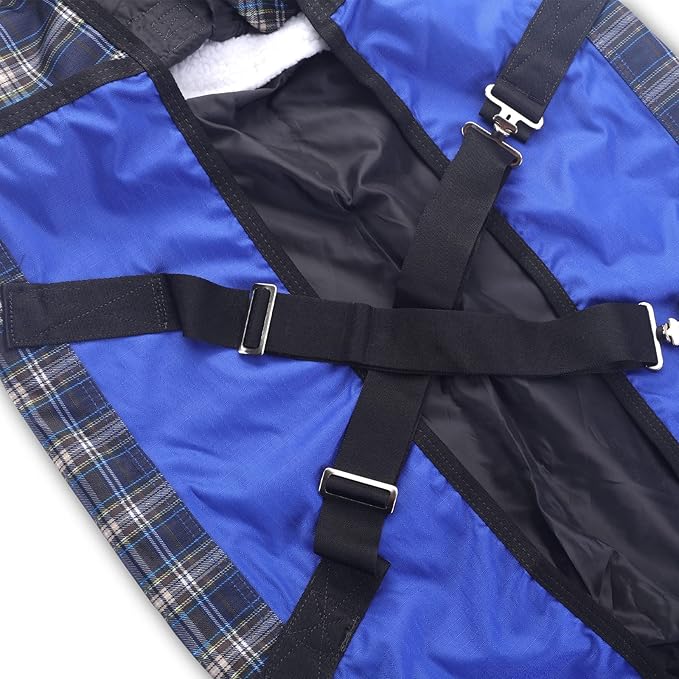 600 Denier Ripstop Mini Horse Blanket - 0g Fill Lightweight, Waterproof Breathable Miniature Pony/Donkey Turnout Rain Sheet Blueplaid 45