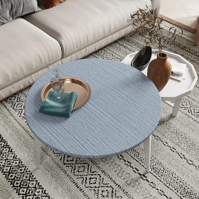 CRE8TIVE Light Blue Grasscloth Wallpaper Textured Stick and Peel Faux Grass