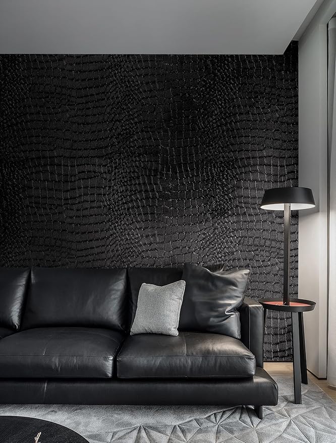 Peel and Stick Wallpaper Black Crocodile Wall Paper Modern Textured