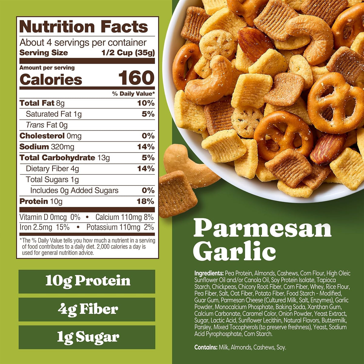 Catalina Crunch Protein Snack Mix - 10g Protein, 1g Sugar per Serving - Good Source of Fiber, Gluten Free - Parmesan Garlic, 5.25 Ounce Bag (Pack of 1) - Packaging May Vary