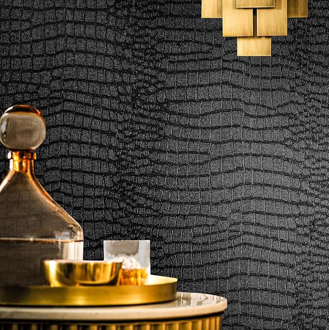 Fititem Black Peel and Stick Wallpaper 630inL 17.3inW Black Contact Paper