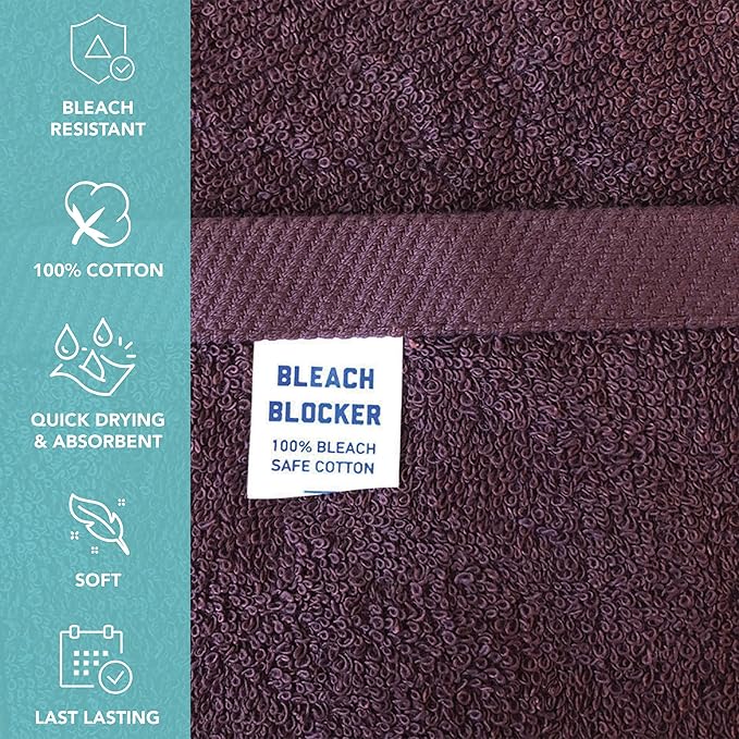 Arkwright Bleach Proof Salon Towels - Pack of 12 - Highly Absorbent, 100% Cotton, Quick Dry Spa Face Towel for Hair Stylist, Barber, Pedicure, and Esthetician, 16 x 27 in, Eggplant