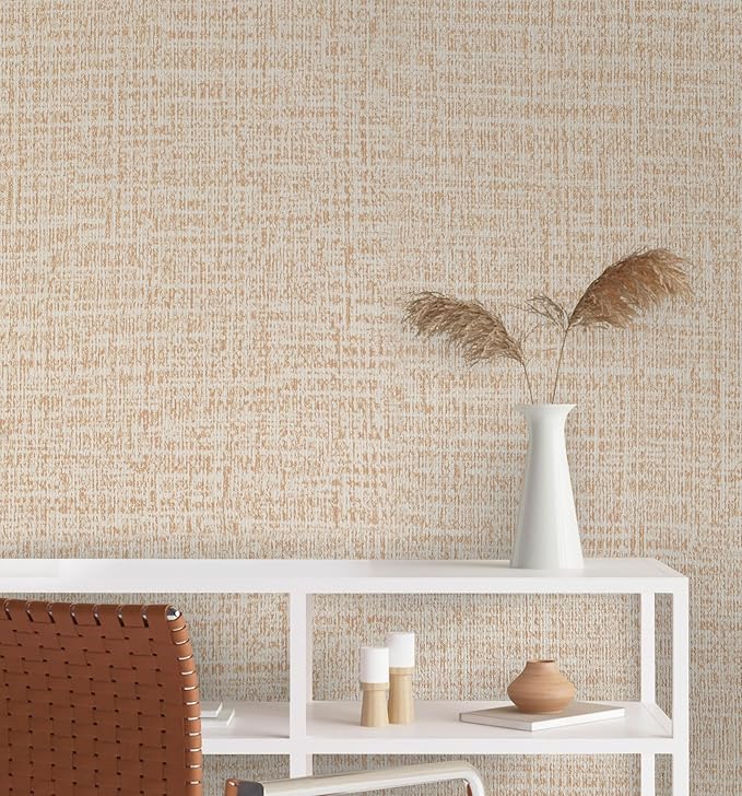 Guvana Grasscloth Peel and Stick Wallpaper Beige Textured Contact Paper Modern