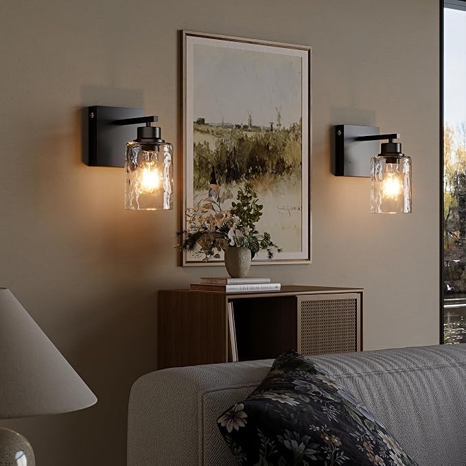 Rayogale Battery Operated Wall Sconce Set of 2, Easy Install Dimmable