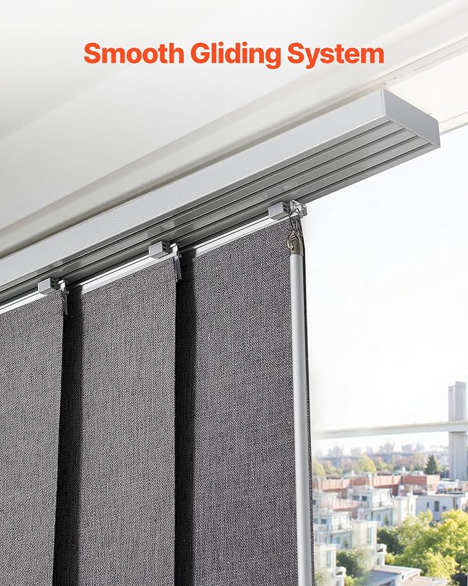VEVOR Panel Track Blinds, Extendable Track from 45.8 in to 86 in W, Trimmable
