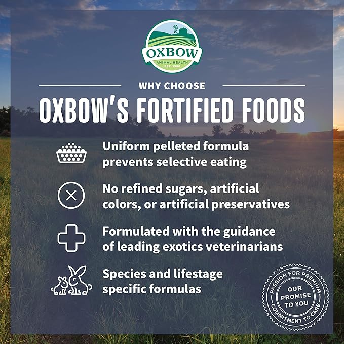 Oxbow Essentials Chinchilla Food, Made Alfalfa, Vitamin & Mineral Rich Food for Chinchillas, Small Animal Pet Pellets, Made in USA, High Fiber, 25 lb Bulk Bag