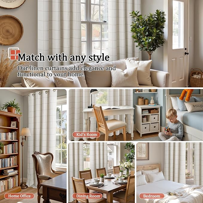 Lajode Linen Blackout Curtains for Living Room