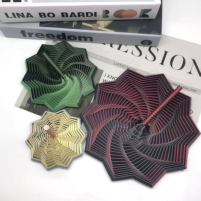 3D Printed Expanded Sensory Fidget Star - 2025 Sensory Fidget Star with Handle, Multi-Colored Whirling Spiral 3D Fidget Toy, Multiple Ways to Play for Adult Relieving Stress (Sliver,4.3in)