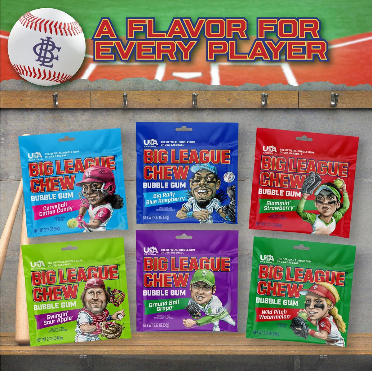 Big League Chew Original Bubble Gum 3-Pack - 2.12oz Packets - Original Baseball Gum - Big League Chew Baseball Candy Set for Treats, Party Favors & More - Softball Candy For Teams