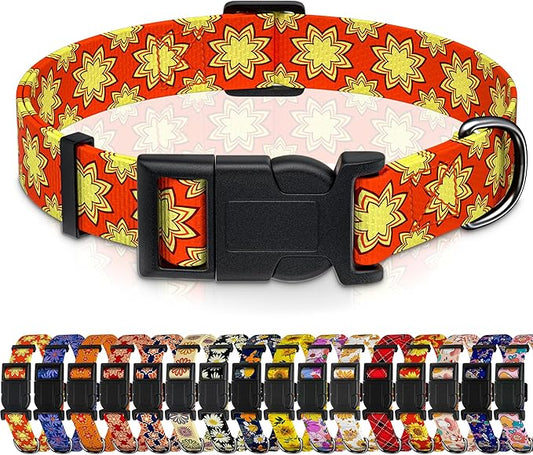 Dog Collar, Classical Indian Spirit Boys Girls Puppy Collar for Small Medium Large Dogs, Adjustable Soft Indian Pet Collar with Safety Buckle for Male Females(Yellow,XS)