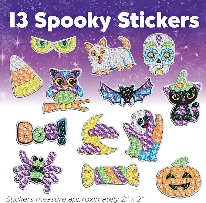 Creativity for Kids Halloween Big Gem Diamond Painting Kit | Create 13 Spooky Stickers & 2 Suncatchers with 1000+ Colorful Gems | Fun for Parties, Gifts & Seasonal Décor (Ages 6+)