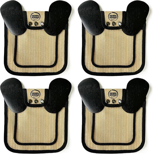 DOWN UNDER OUTDOORS 4 Pack Medium-Large Saddles with Adjustable Straps, Poultry Saver, Protector, Apron, Supplies, Care Products (Sand Mesh)