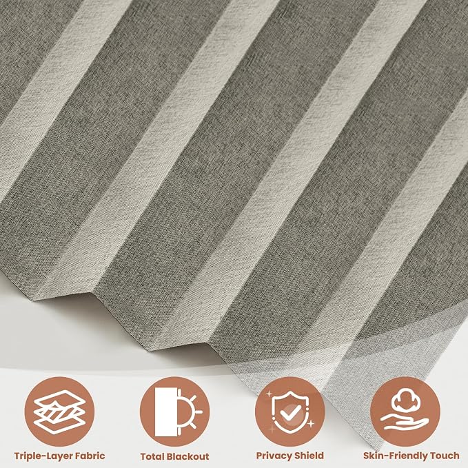 AJAZZ Blackout Accordion Door Curtain 98"x106" Grey