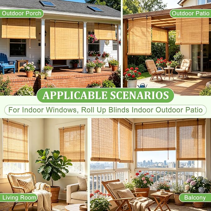 Bamboo Blinds 72x72 inch Bamboo Roman Shades