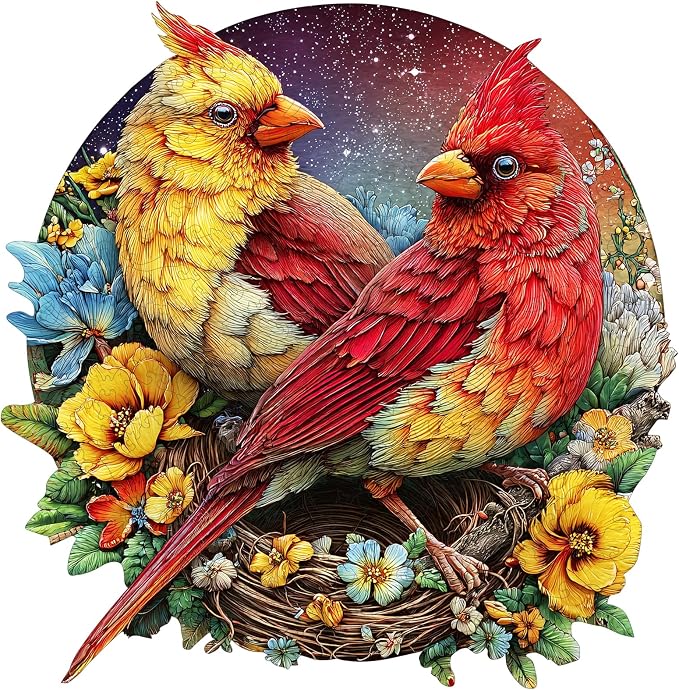 MEATRN Puzzles for Adults, Winter Cardinals Wooden Puzzles, 508 Pcs | Fun Educational Christmas Decorative Gift, Relaxing Wood Puzzle Game for Family & Friends, 16.5x16.7 in