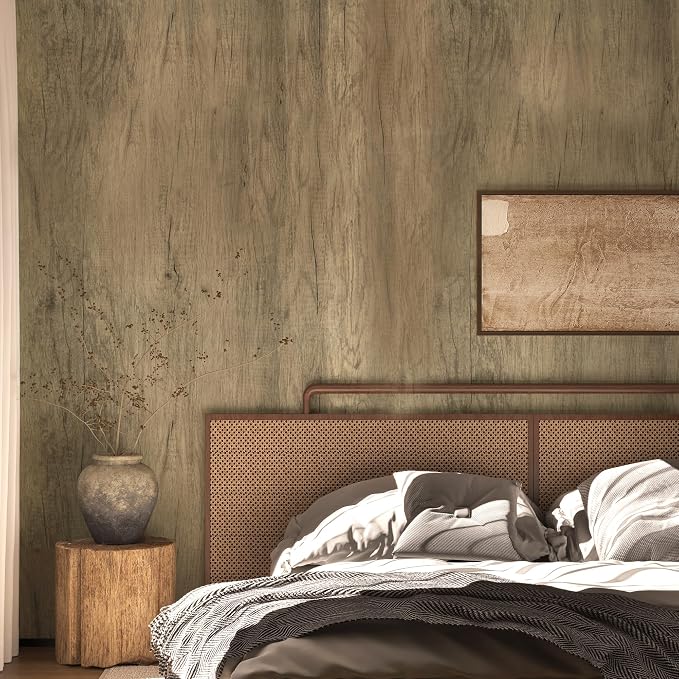 BOMENG Extra Wide Brown Wood Contact Paper Peel and Stick Wallpaper 24"x197"