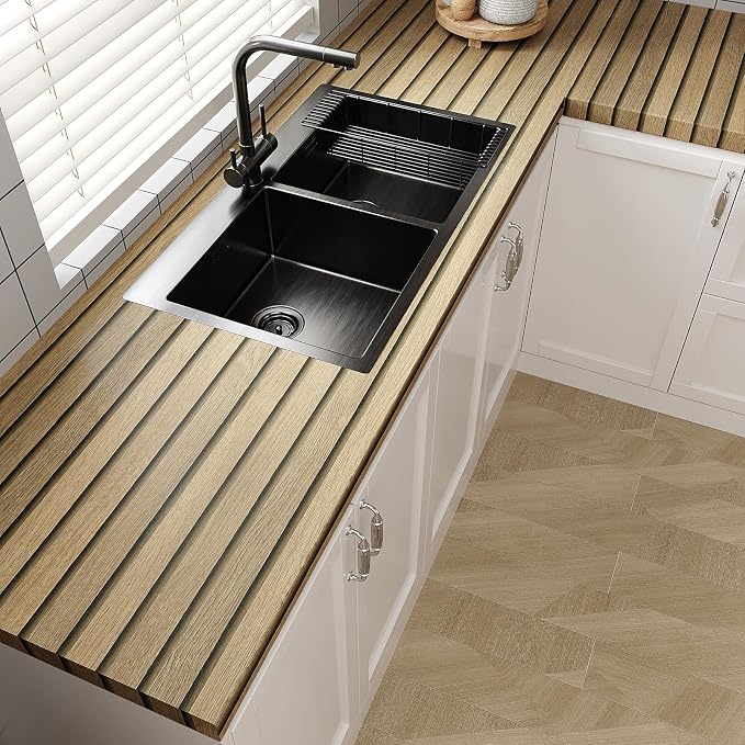 VEELIKE Slat Wood Contact Paper Wood Peel and Stick Wallpaper