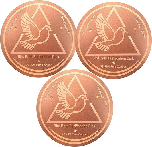 Bird Bath Purification Disk, 99.99% Copper Disc for Bird Bath Copper Disk Cleaner Safe for Outside Birds Fountain Disc Accessories, Fit for Outdoor Birdbath Bowl (3 pcs)