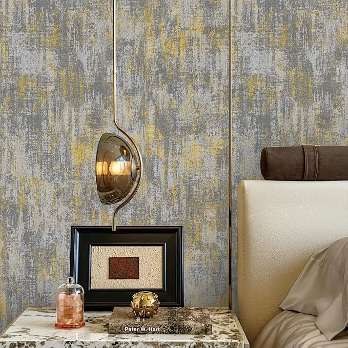 JiffDiff Vintage Metallic Peel and Stick Wallpaper Self Adhesive Industrial