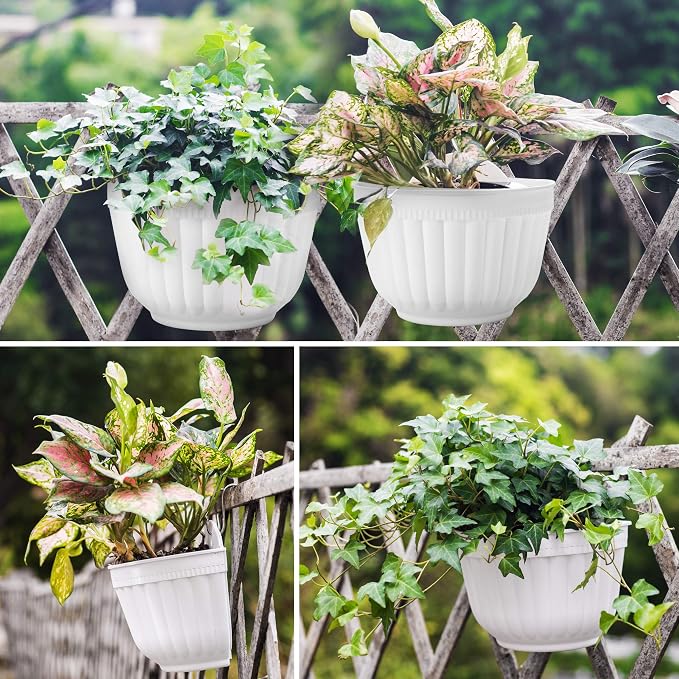 2 Pack White Plastic Wall Hanging Planters