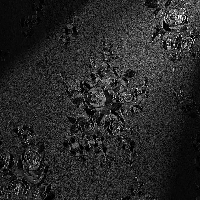 Erfoni Black Peel and Stick Wallpaper Black Floral Embossed Contact Paper