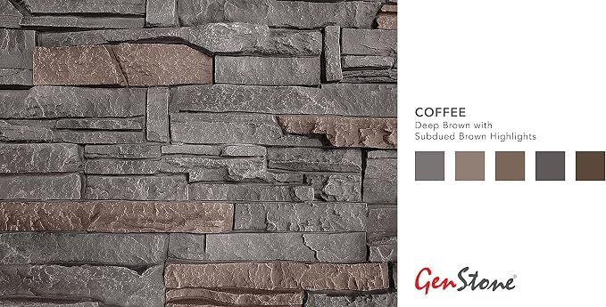 GenStone Faux Stacked Stone Panel 41" x 11.25" in Coffee Color