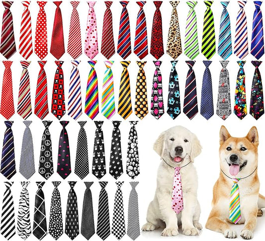 Reginary 50 Pcs Large Dog Neck Ties Bulk, Adjustable Pet Collar Grooming Neckties for Medium Large Dogs Wedding Daily Wearing Birthday Holiday Party Gift Favor Neck Accessories