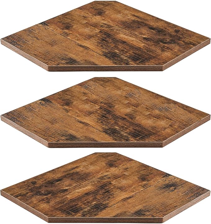 SUYU Set of 3 Floating Corner Shelves, 11.8" Rustic Wood Corner Shelf Wall