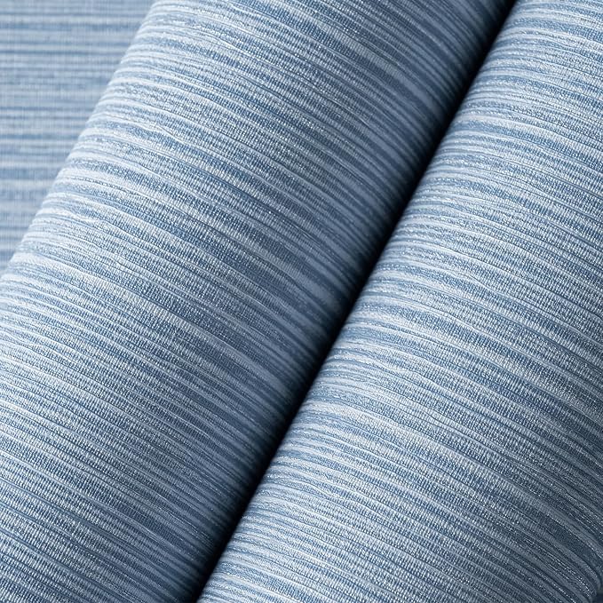 Grasscloth Textured Wallpaper Blue Peel and Stick 24inX393in Fabric Wall Paper