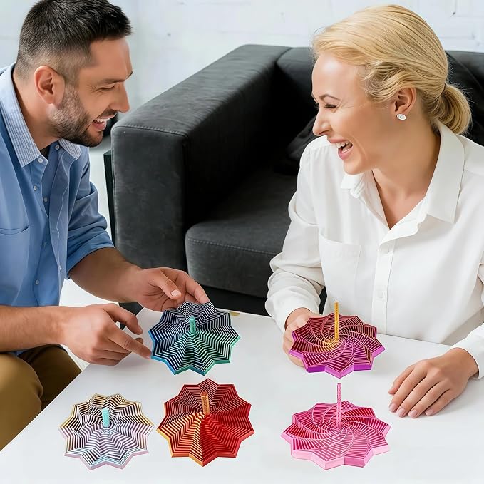 3D Printed Expanded Sensory Fidget Star - 2025 Sensory Fidget Star with Handle, Multi-Colored Whirling Spiral 3D Fidget Toy, Multiple Ways to Play for Adult Relieving Stress (Laser Red,6.7in)