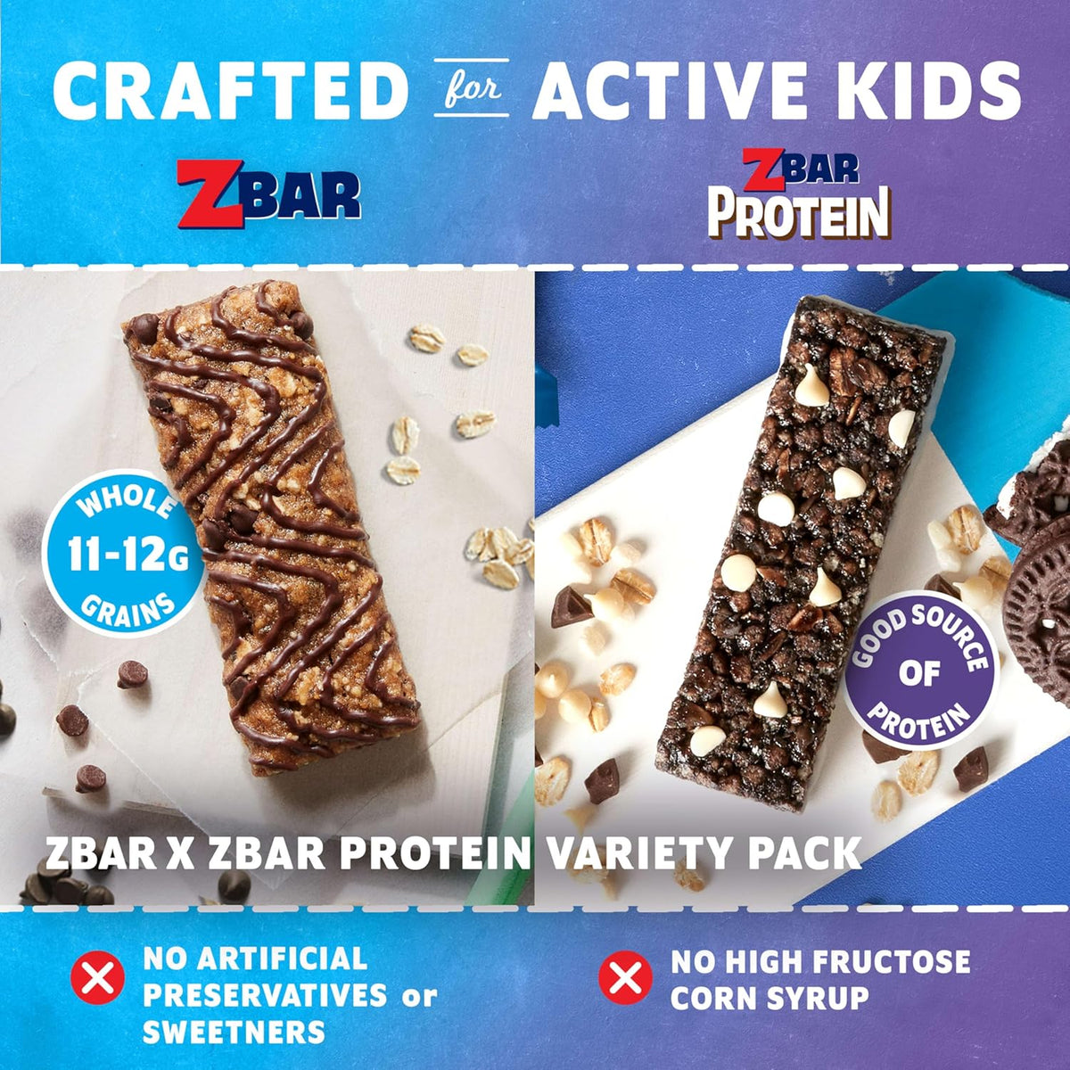 Zbar + Zbar Protein Variety Pack - Soft-Baked Energy and Protein Snack Bars with Organic Oats - 6 Flavors - Granola Bars - Snacks for Kids (16 Pack)
