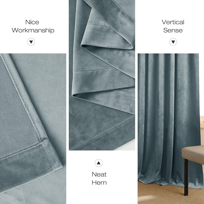 NICETOWN Stone Blue Room Darkening Curtains