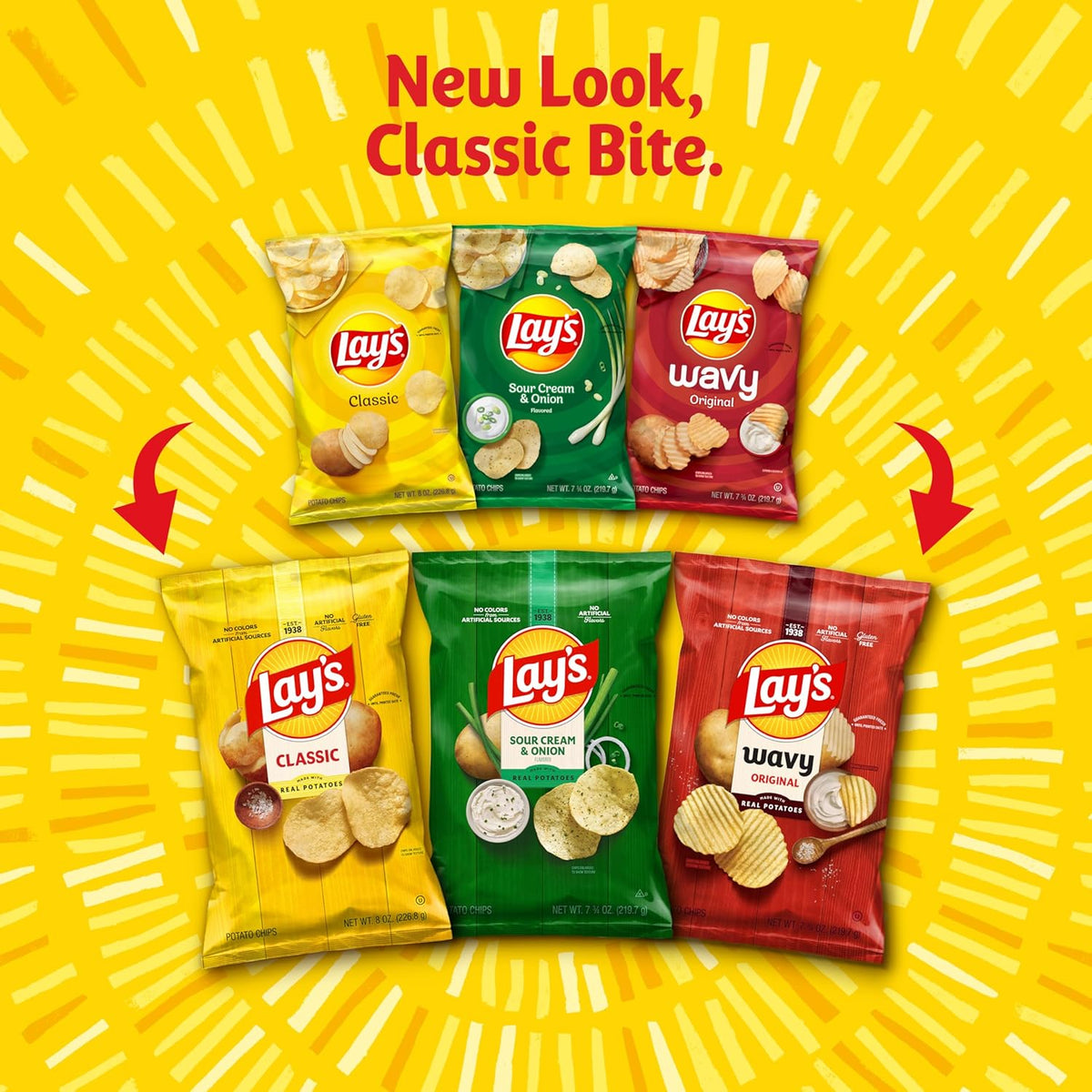 Lay's Potato Chips, 4 Flavor Variety Pack, 1 oz Single Serve Bags, (40 Pack)