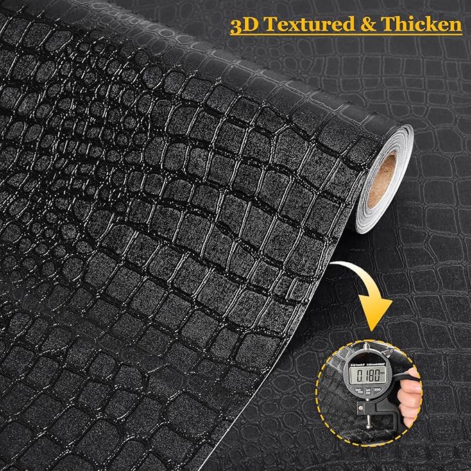 Fititem Black Peel and Stick Wallpaper 630inL 17.3inW Black Contact Paper